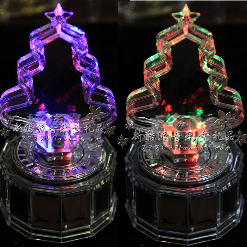 正品炫彩LED托马斯旋转圣诞树音乐盒八音盒天空之城生日礼物
