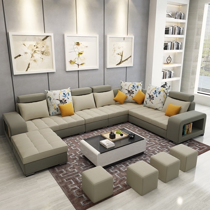 布艺沙发组合 客厅大小户U型欧式简约现代转角可拆洗配套家具新款