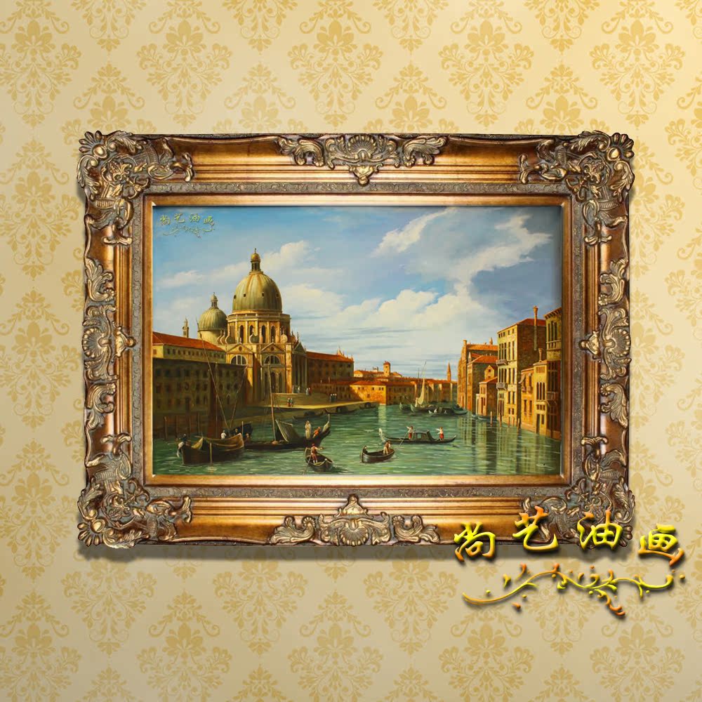 威尼斯水城贸易码头古代欧式建筑风景纯手绘油画 客厅 玄关装饰画