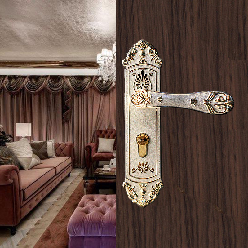 3850铝合金PVD金色欧式门锁室内卧室卫生间木房门锁具 双舌执手锁