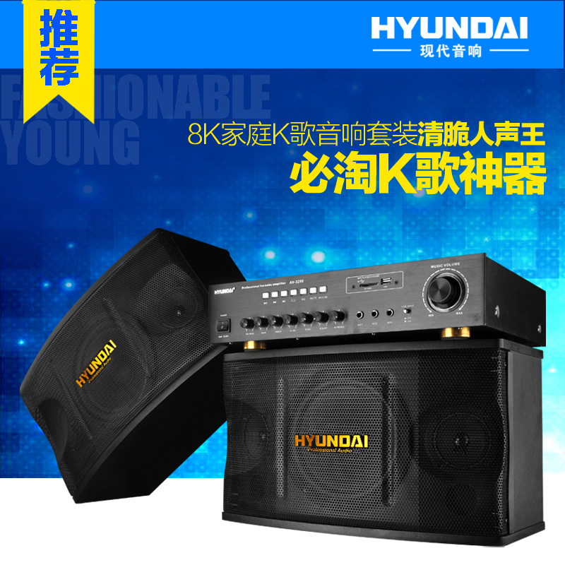 HYUNDAI/现代 H3KTV音响套装家用卡拉OK会议舞台8寸k歌音箱套装