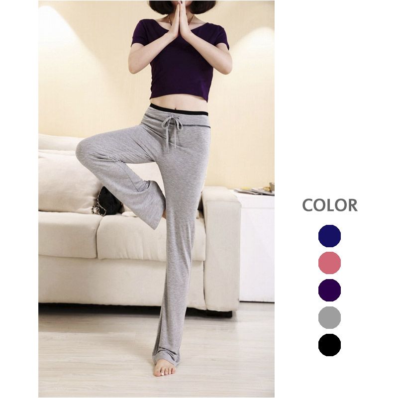 休闲瑜伽女裤 莫代尔运动裤 纯色细带宽松舒适运动休闲女裤长裤