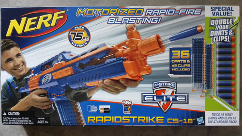 孩之宝正品热火 NERF 精英系列CS-18发射器 白版橙机玩具枪A4492