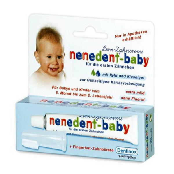德国直邮 药房nenedent-baby宝宝无氟可吞食牙膏+乳牙刷