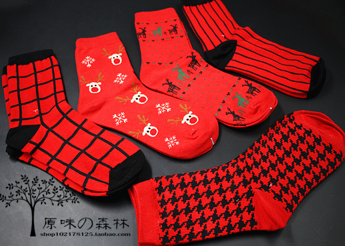本命年红红红系列款韩国时尚经典棉袜中筒女士保暖袜