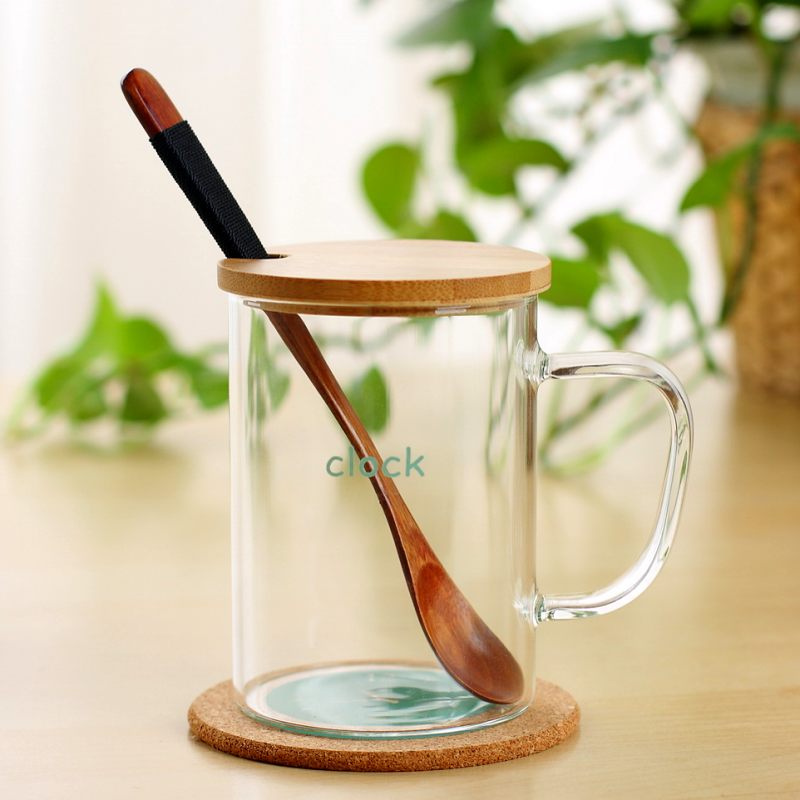 文艺小清新 耐热玻璃杯带盖 创意透明玻璃杯茶杯 玻璃马克杯水杯