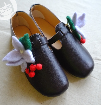 【珍珠与花】AFTERFLY原创羊毛毡手工牛皮鞋日系文艺复古花朵单鞋