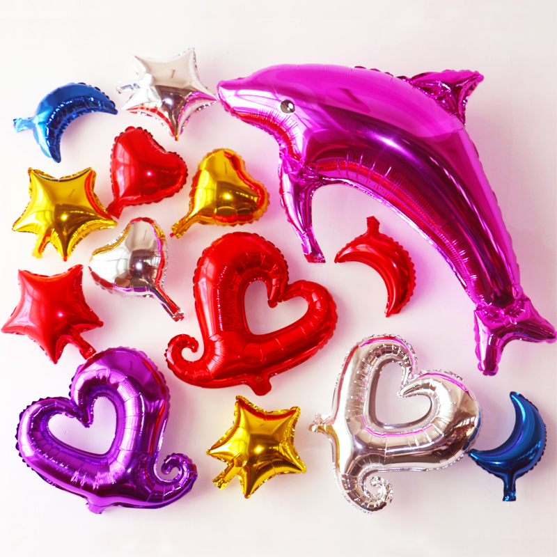 婚庆结婚五角星求婚求爱心铝膜气球 桃心形铝箔气球生日派对装饰