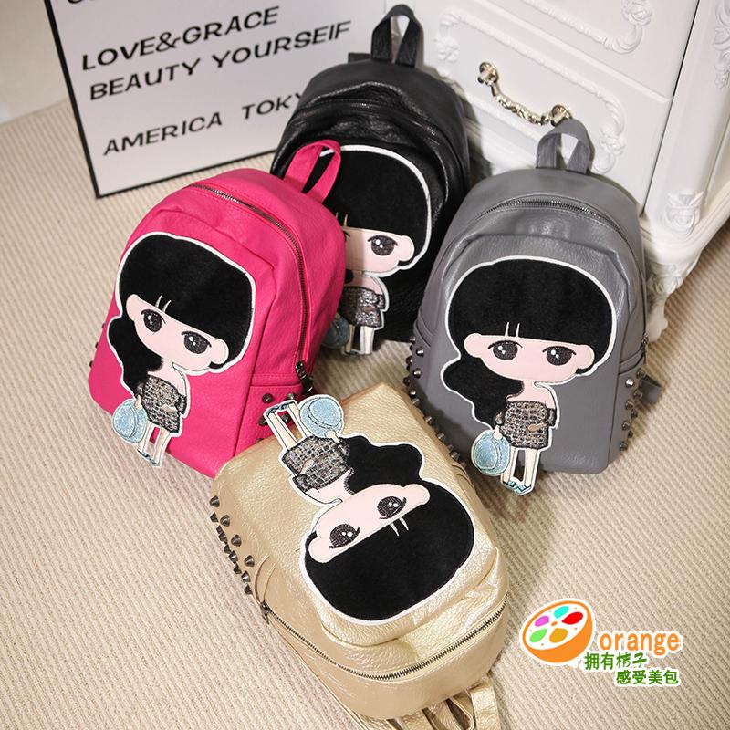 儿童包包韩版卡通中大女童可爱水洗皮双肩背包潮休闲旅行旅游背包