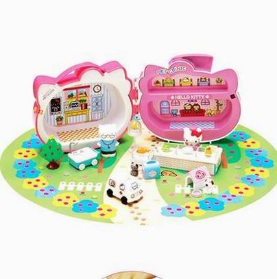 韩国正品代购可爱卡通kitty手提箱女儿童仿真汽车房屋过家家玩具