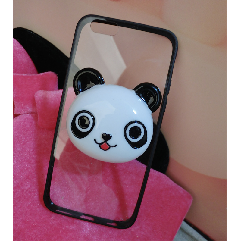 包邮 透明卡通苹果5s iphone6手机壳熊猫5.5超薄边框plus