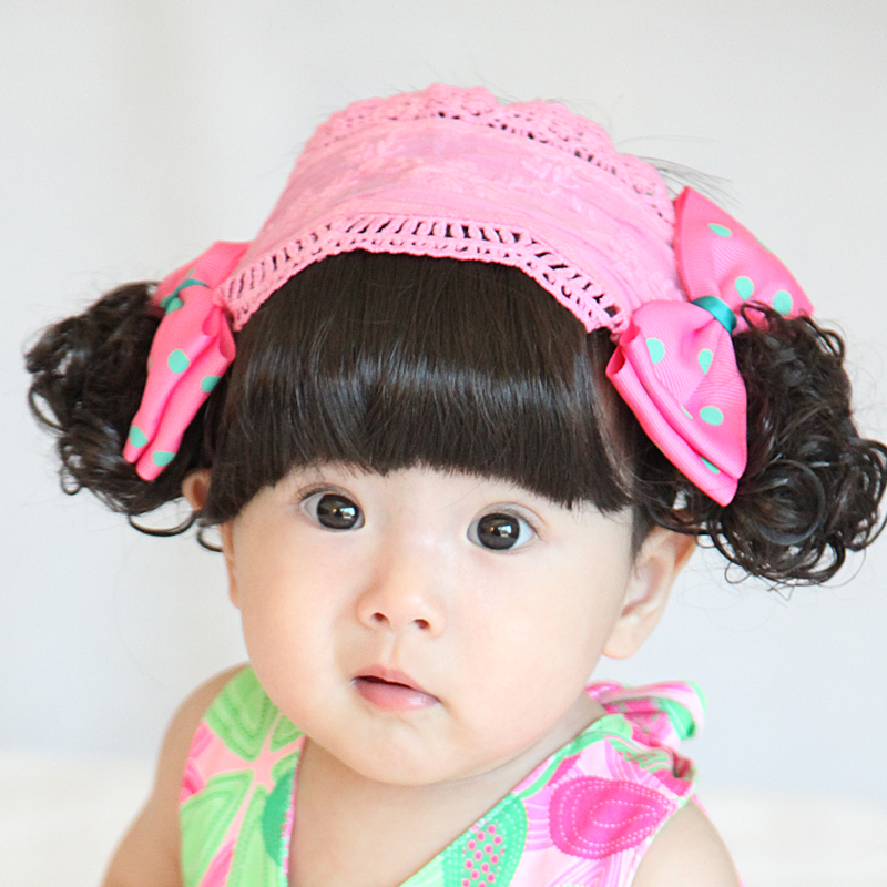 儿童宝宝婴儿满月百天摄影拍照头饰发带头带头套假发刘海棉布