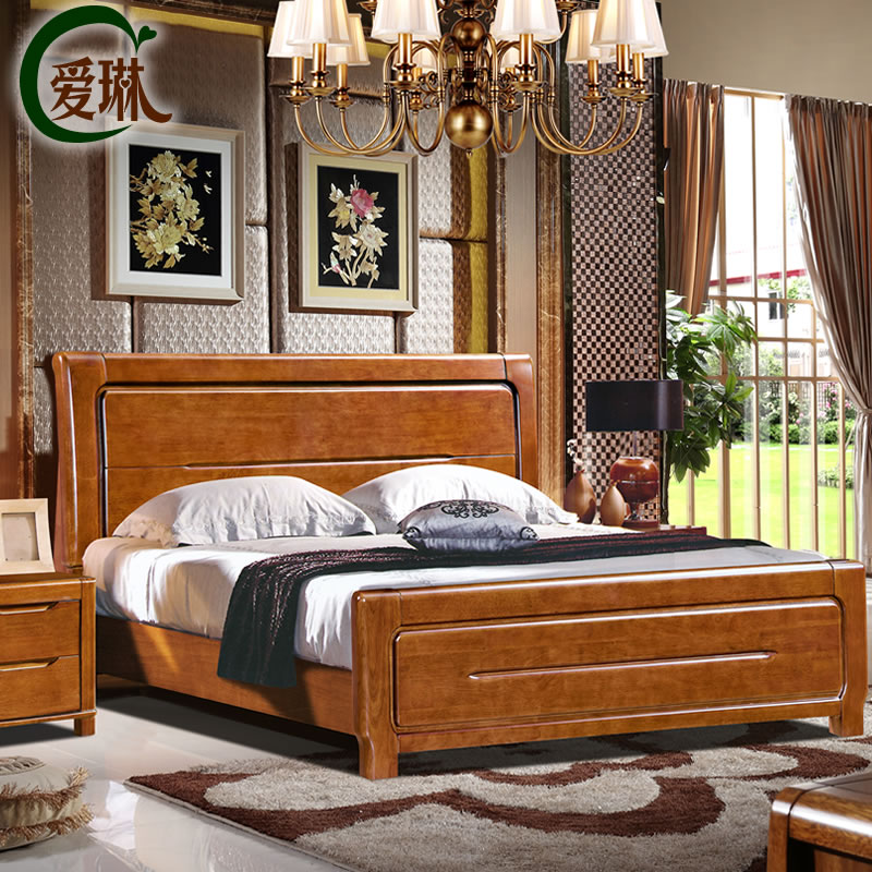 全实木床家具中式1.2气动箱体床储物高箱床1.5双人床1.8米橡木床