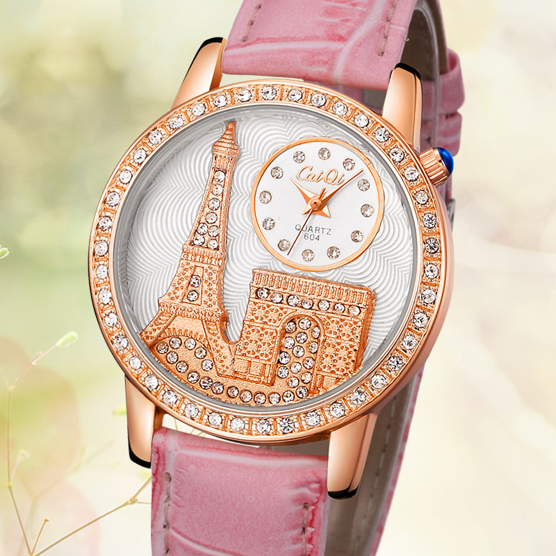 韩版时尚皮带女士手表 镶钻石英表 正品女士手表 时装表 水钻