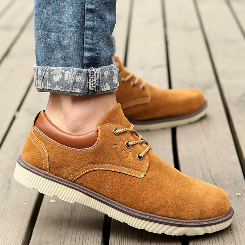 秋季日常男士伐木鞋低帮系带大头磨砂工装鞋英伦休闲鞋反绒皮鞋子