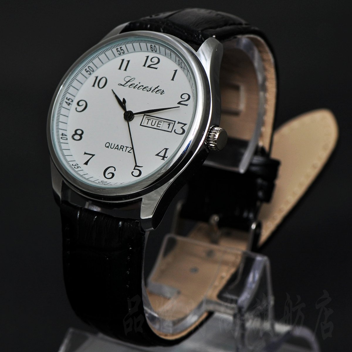 【天天特价】韩国潮流男士手表休闲商务石英真皮带男表双日历腕表