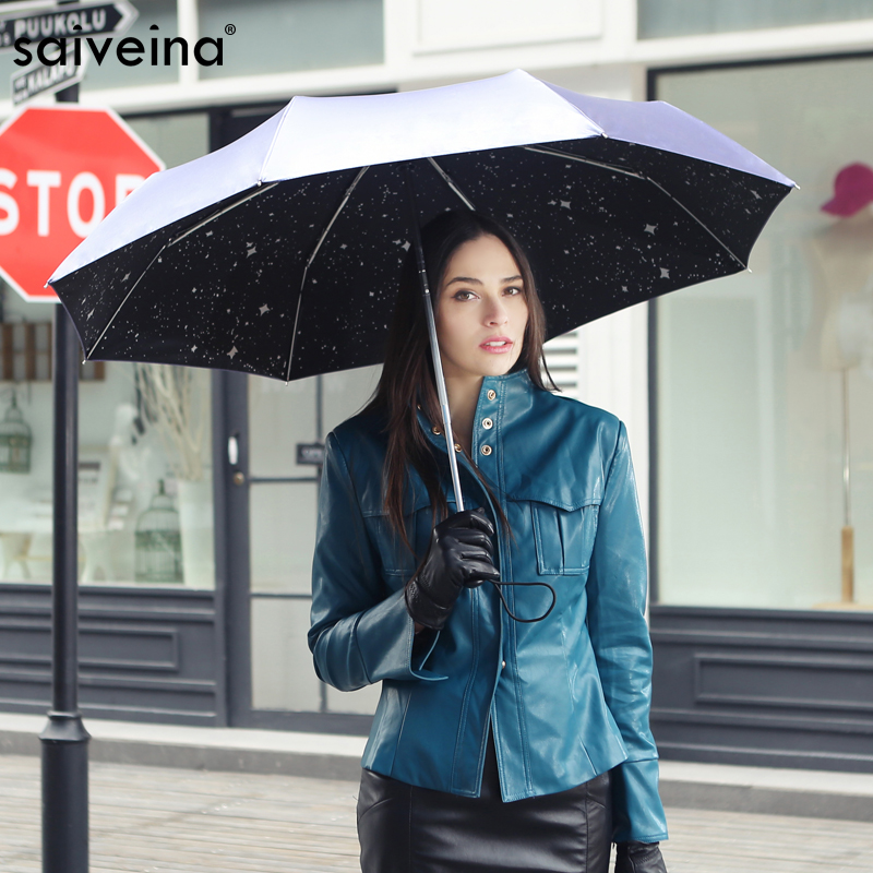 赛维纳晴雨伞太阳伞黑胶防紫外遮阳伞韩国雨伞折叠伞创意小黑伞女