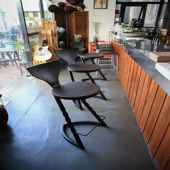 特价促销黑色白色红色乡村椅实木铁艺酒吧椅美式复古做旧吧台桌椅