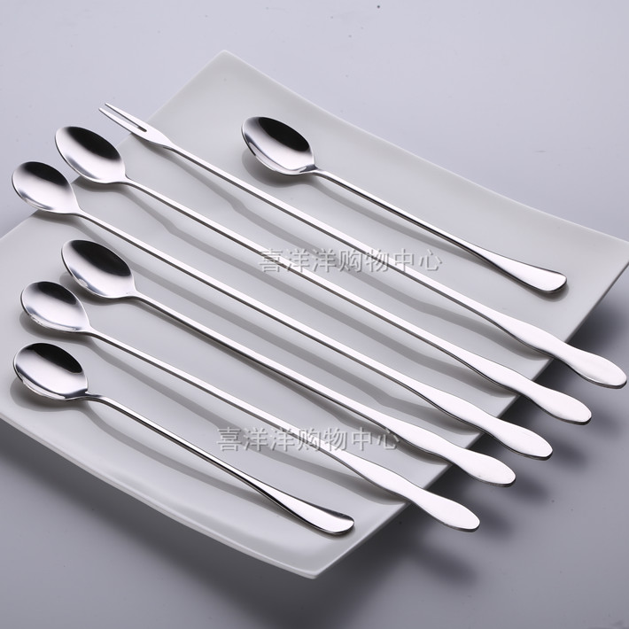 410 冰勺 不锈钢长柄勺子 叉子 长柄 长柄冰勺不锈钢 不锈钢长勺