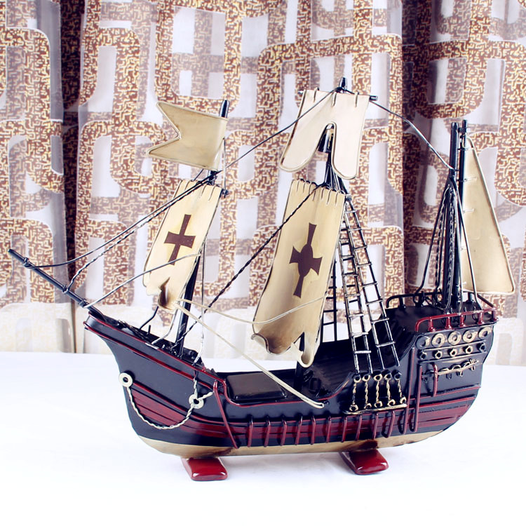 金属工艺品 欧美复古铁艺海盗轮船模型摄影创意家居摆件送人礼物