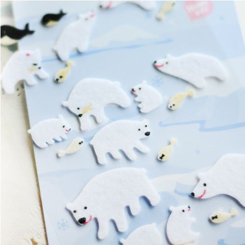 北极熊 贴纸 手账贴纸 毛毡布艺日记装饰贴