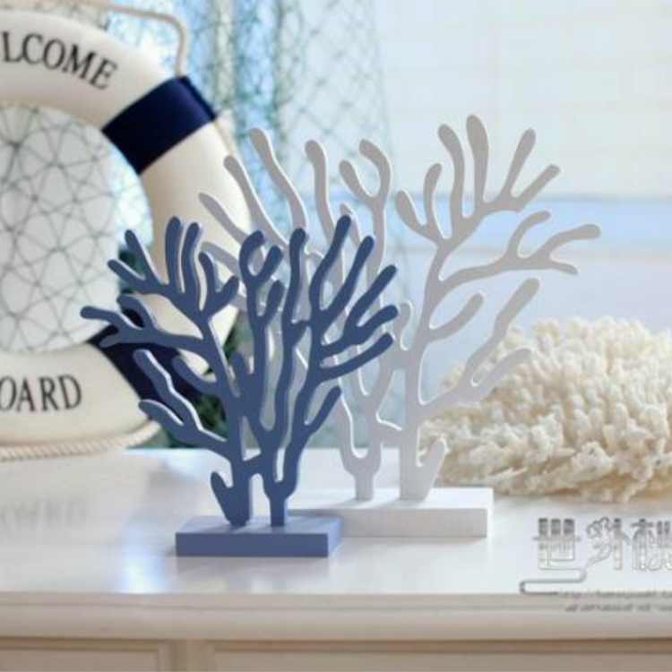 地中海风格珊瑚摆件装饰新房摆设婚庆礼品木质珊瑚树发财树三件套