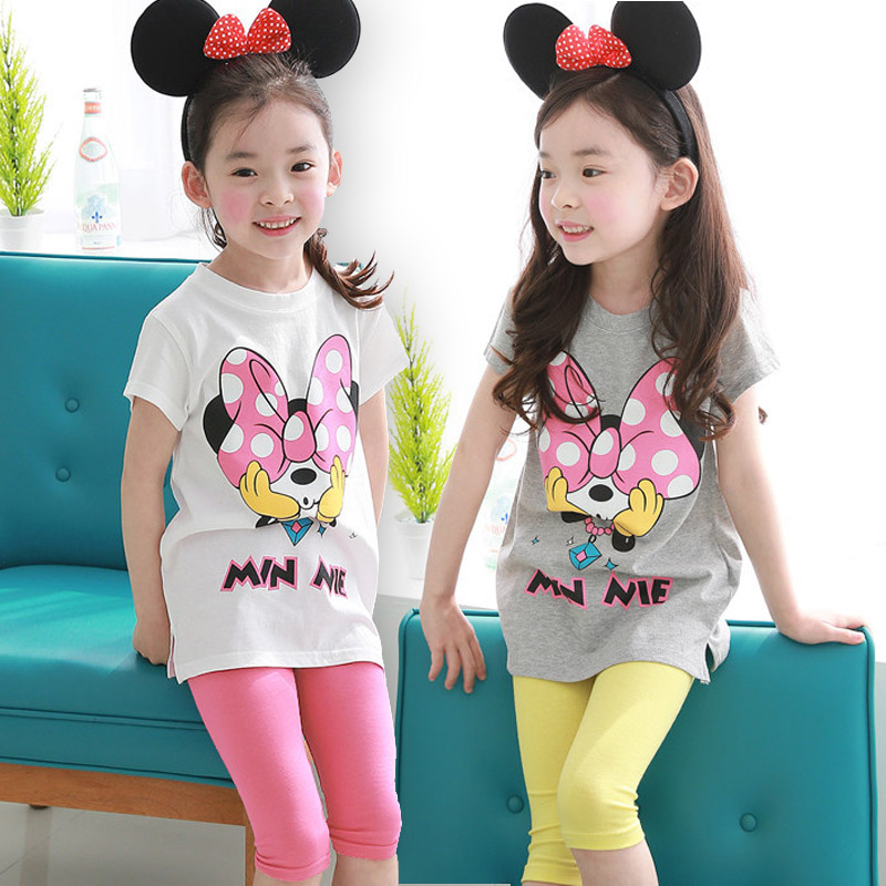 童装女童套装2015夏季薄款短袖配五分裤韩版小中大童女孩子二件套