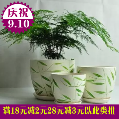新款绿竹叶 竹叶陶瓷花盆 环保 室内盆栽 家庭园艺桌面必备