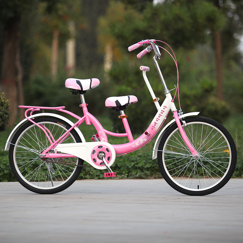 自行车女式亲子自行车22寸接送小孩亲子车母子车双人自行车淑女车