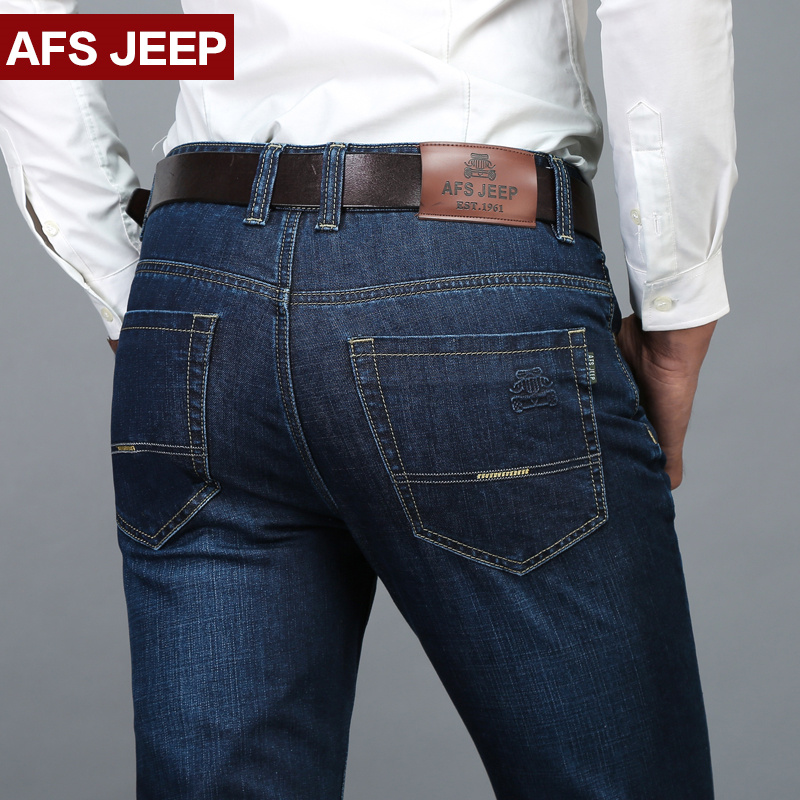 正品男装afs jeep男士牛仔裤 男直筒宽松大码男裤秋季薄款长裤子