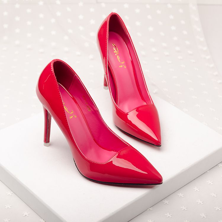 2015新款女鞋高跟细跟鞋性感浅口尖头单鞋红色婚鞋小码鞋3032包邮