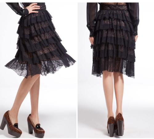 半身裙中裙2015夏季新款 大牌剪标 黑色蕾丝性感显瘦蛋糕裙