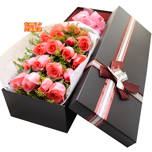 乌鲁木齐鲜花店同城送花红玫瑰鲜花满天星礼盒同城速递生日鲜花