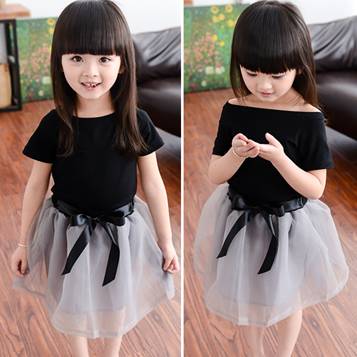 3-4-5-6-7-8岁儿童装女童韩版短袖T恤衫短裙两件套装宝宝夏装服装