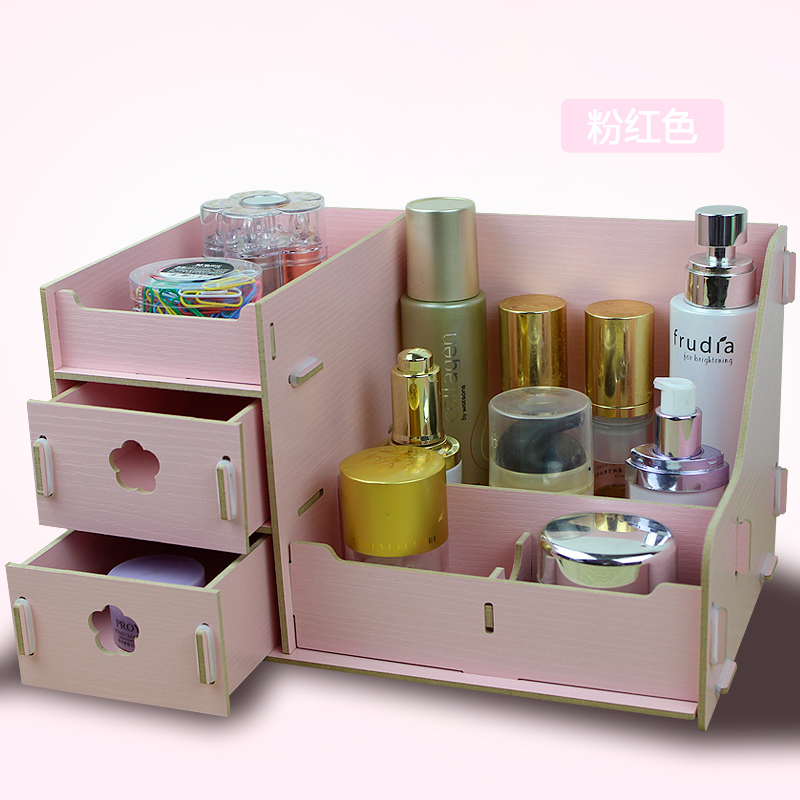 【天天特价】鸿鹄 化妆品木质收纳盒木桌面收纳盒创意收纳收纳盒