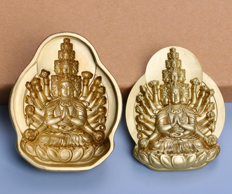 藏传佛教千手观音守护神擦擦模具黄铜工艺品宗教用品供奉收藏精品
