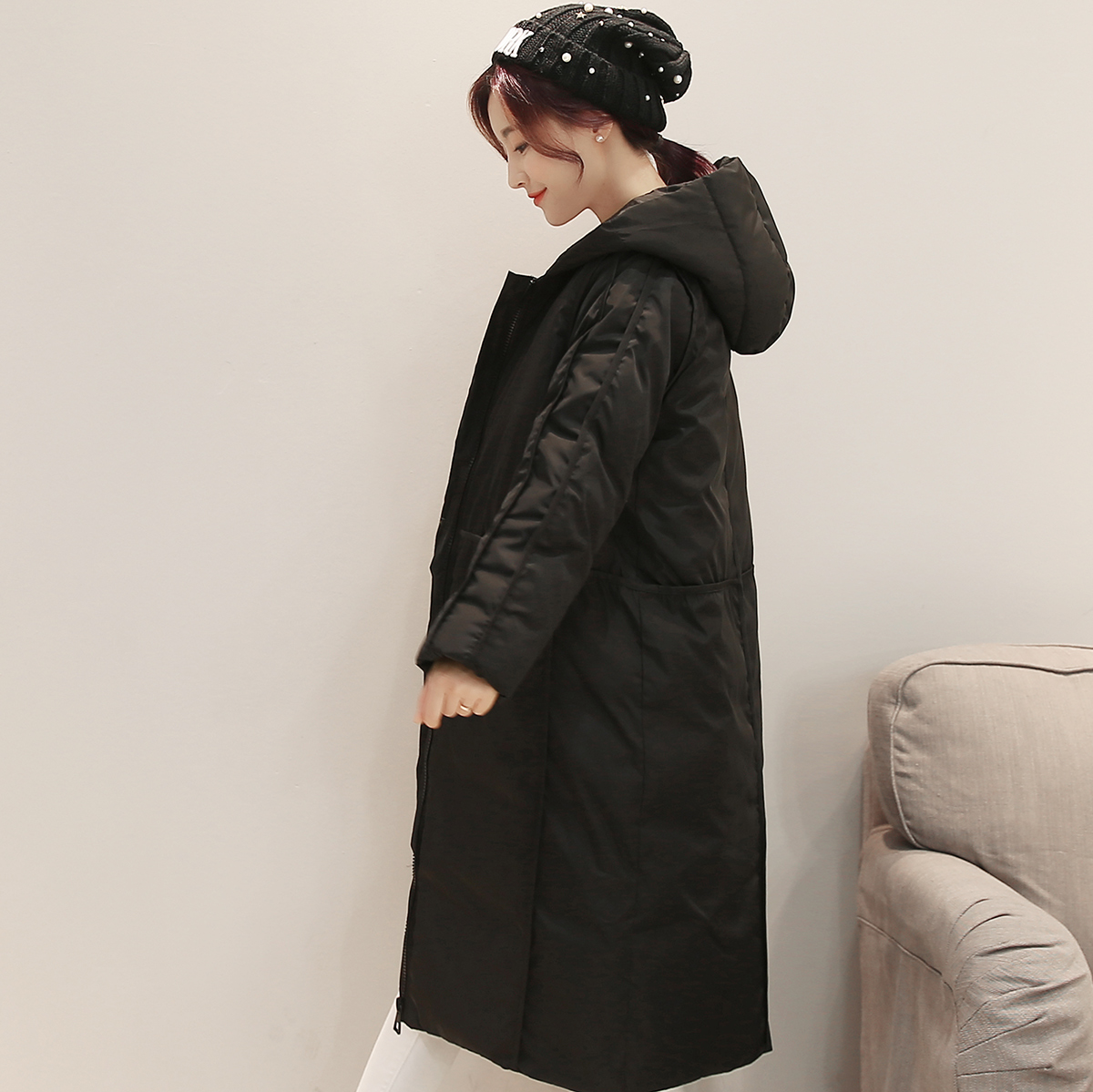 冬季新款韩版棉衣女中长款修身显瘦加厚外套棉服时尚大码连帽棉袄
