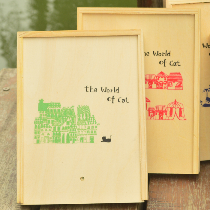 包邮韩国可爱创意文具唯美插画布艺复古木盒本创意记事本笔记本子