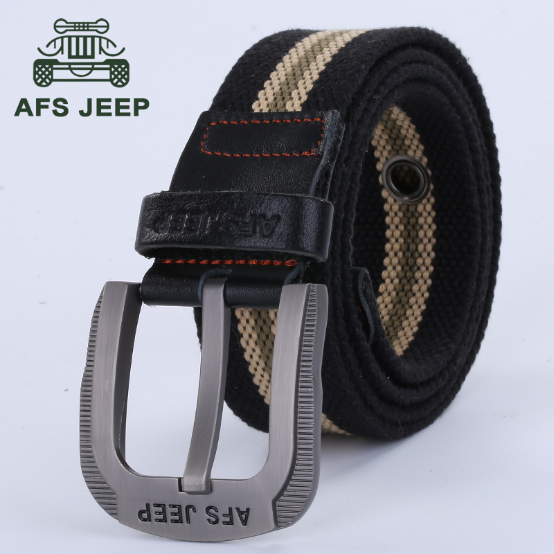 Afs Jeep/战地吉普 男士学生皮带 休闲裤带 针扣户外帆布腰带加长