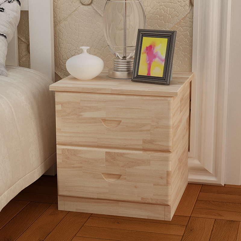创意单双抽简易实木床头柜田园松木收纳柜全实木地柜环保储藏柜子