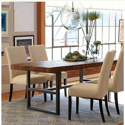 美式复古大板实木会议桌小型松木办公桌条形餐桌时尚简约桌子特价