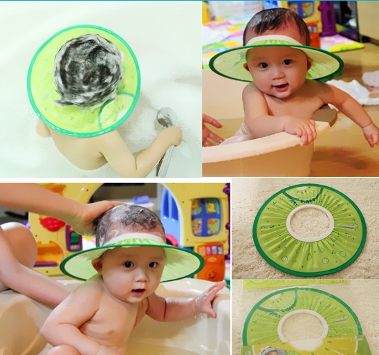 韩国manito可调节婴儿洗澡帽防水帽护耳宝宝洗头帽洗发帽儿童浴帽