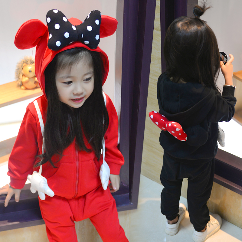 女宝宝套装春秋超可爱韩国定制中小童纯棉运动风两件套男女童通穿