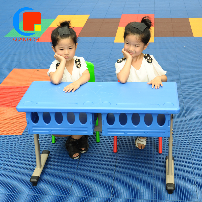 QIANGCHI 塑料升降学生课桌 幼儿园写字书桌双人单人学习桌