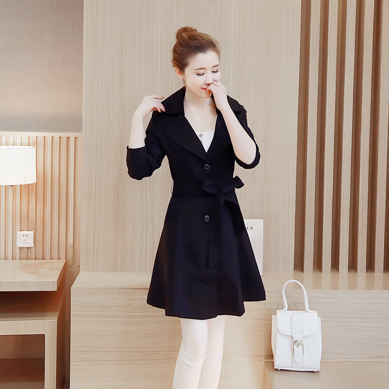 时尚韩版修身显瘦收腰女风衣中长款2016春秋装新款长袖外套潮