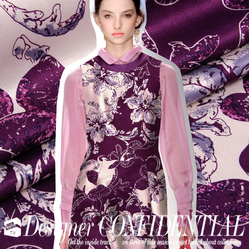 深紫花卉15年春夏季新款亚麻真丝棉挺括面料桑蚕丝服装连衣裙布料