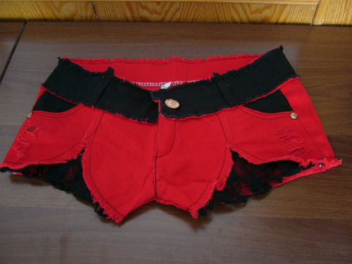 短裤女夏2015新款低腰红色拼接蕾丝包身显瘦短裤