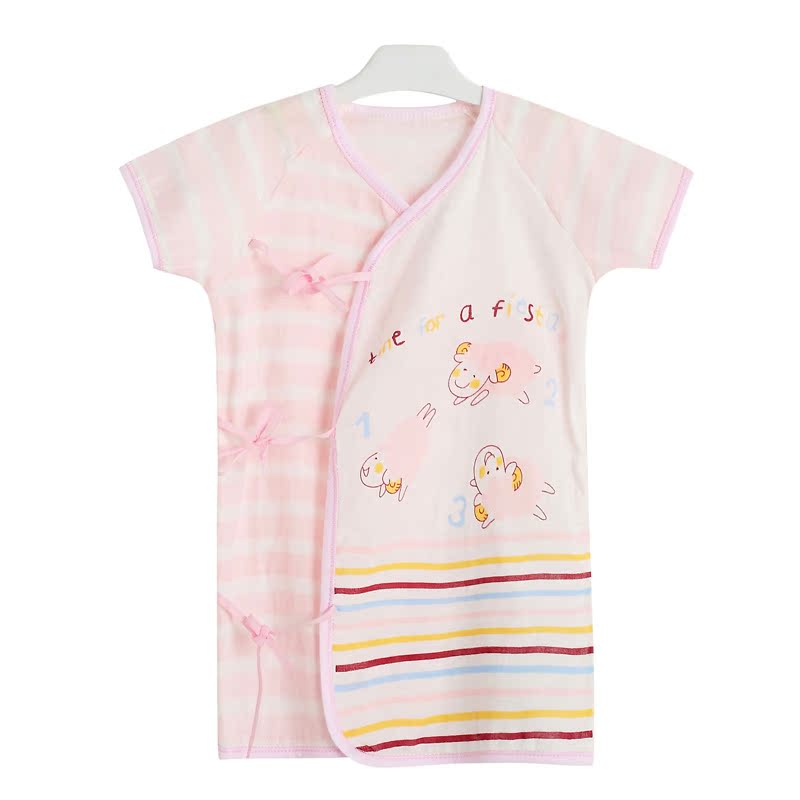 夏季婴儿短袖睡衣睡袍纯棉薄款新生儿纱布衣服宝宝绑带和尚服长袍