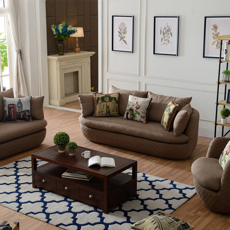九木坊法式新古典布艺沙发组合 欧式复古客厅转角贵妃美式沙发