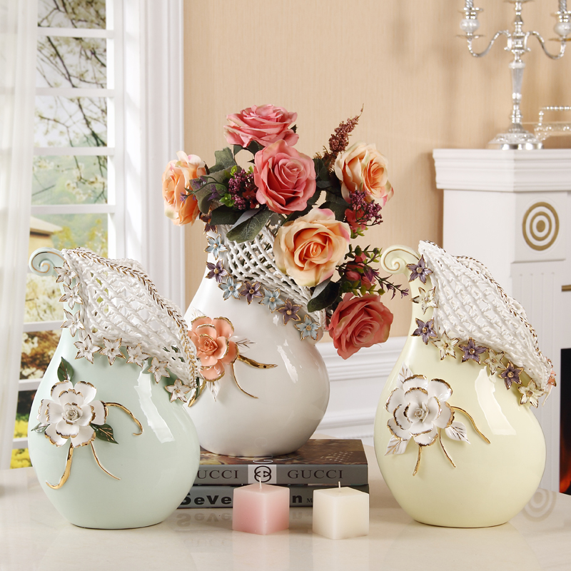 欧式陶瓷现代时尚花瓶结婚礼物摆件工艺品客厅装饰台面手工花瓶